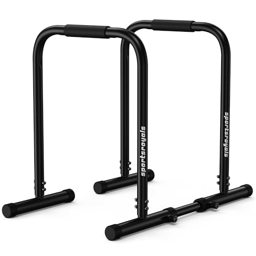 Sportsroyals Adjustable Dip Bar Station, Heavy Duty Parallette & Parallel Bars, 400LBS Stable Dip Stands for Home Gym, Calisthenics & Upper Body Worko