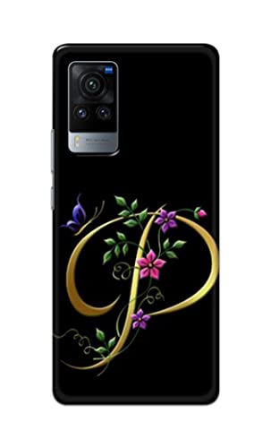 Image of Printed Hard Back Cover Case for Vivo X60 Pro Back Cover (Alphabet P) -1803