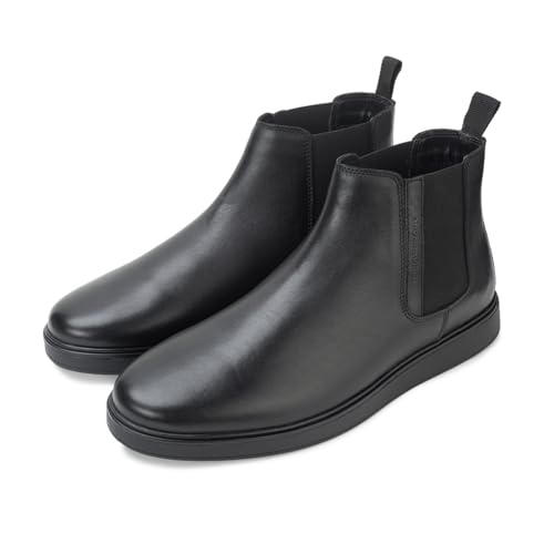 Image of Thomas Crick Men's Genuine Leather Chelsea Boots - Slip-On Dress Boots with Elastic Gusset, Ortho Footbed & Lightweight Anti-Slip Sole for Casual or Formal Wear