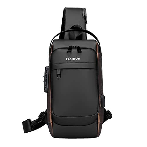 Bolsa de hombro individual para hombre, bolsa de pecho con bloqueo de contraseña, bolsa de cable de datos para deportes al aire libre, bolsa de locomotora, mochila de viaje para niños pequeños, marrón