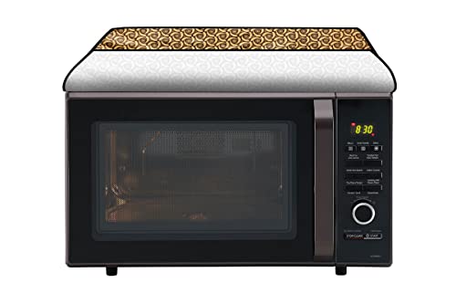 Image of Stylista PVC Microwave Oven Cover for Panasonic 20 L Solo NN-ST266BFDG, Packed Pattern Yellow