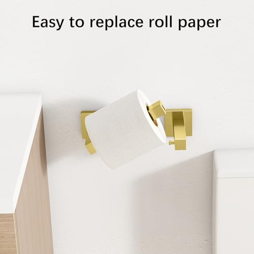 Image of FEILERN Toilet Paper Holder, Wall Mount Pivoting for Bathroom, Gold | Square Tissue Paper Holder, Stainless Steel, Double Post Pivoting, Commercial Toilet Paper Dispenser