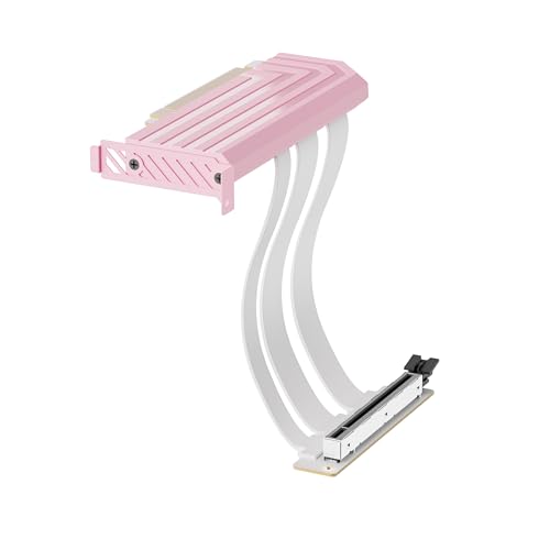 Image of Hyte PCIe 5.0 Hyper Riser - PCI Express Gen 5.0 Luxury Vertical Riser Cable with Reinforced Metal Slot for Vertically Mounted GPU - Strawberry Milk (Pink)
