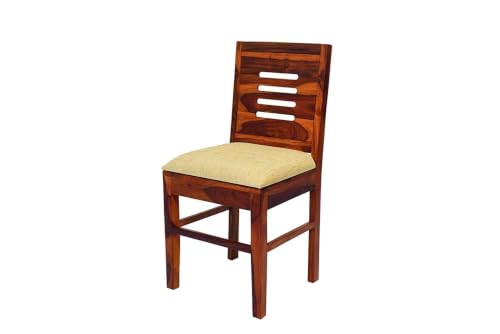 Image of Solid Sheesham Wood Dining Set with Dining Table & Cushioned Chairs | Elegant | Comfortable | Durable & Stylish for Dining & Living Room | Home /Office | Hotels /Restaurant (Brown 11)