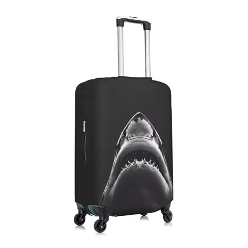 Black And White Shark Luggage Cover Protector Anti-Scratch Washable Fits 18-32 Inch Luggage-X-Large3