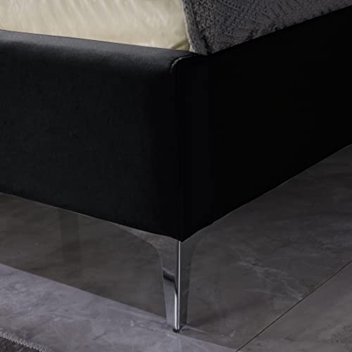 Morden Fort Upholstered California King Bed Frame With Headboard Black, Tufted Velvet Fabric Platform Bed No Box Spring Needed #TOP5