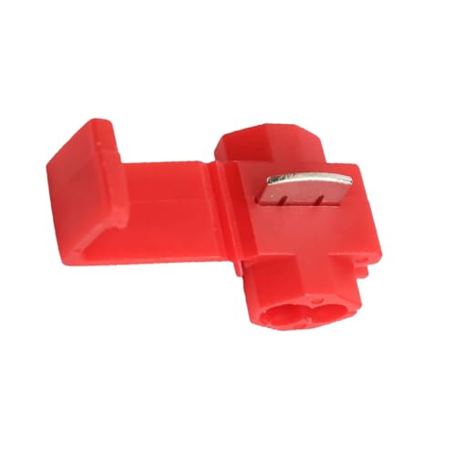 UKCable-Ties Scotch Lock - 50 terminales de cable de empalme rápido, prensados en frío, aislados, conectores de crimpado de alambre eléctrico, color rojo para AWG 16-22
