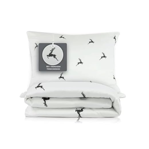 Catherine Lansfield Stag Easy Care Single Duvet Set Multi 2 ZOLLNER Bettwäschegarnitur, 100% Baumwolle, 60x80 + 140x200 cm, weiß mit Hirschmotiven