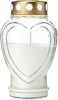 Purple Candle New Glass Heart Memorial Candle, White, 18.5x11x9 cm