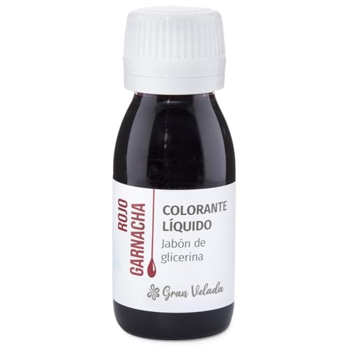Colorante líquido rojo vino garnacha para jabón de glicerina | Fácil uso, colores intensos a pastel | Hidrosoluble, crea jabones espectaculares | Añade unas gotas y sorprende
