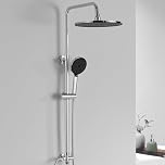 DERW Shower Riser Kit with 10" Round Rainfall Shower Head, 4 Spray Modes Handheld Shower with Rotating Bracket, Shower Set Without Mixer, Anti-Leak Hose,Easy Install, Suitable for Bathrooms(Chrome)