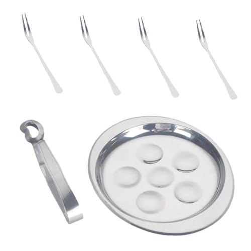 Uonlytech Plato de Caracol para Hornear con Pinzas y Tenedores de Acero Inoxidable para Menaje de Cocina Restaurante Barbacoa