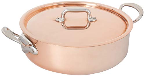 Mauviel1830 - M'héritage M'150s, tegame in rame con coperchio in rame, diametro 28 cm, 613029