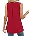 Anyally Women's Summer Sleeveless Chiffon Tunic Tank Tops Dressy Casual Blouse Loose V Neck Work Shirts, M Red