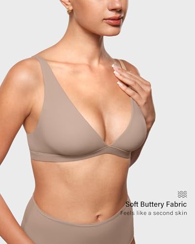 Image of INLYRIC Women's Inbarely Soft Plunge Bralette - Deep V Unlined Triangle No Padding No Underwire Sexy Comfort Sleep Bra