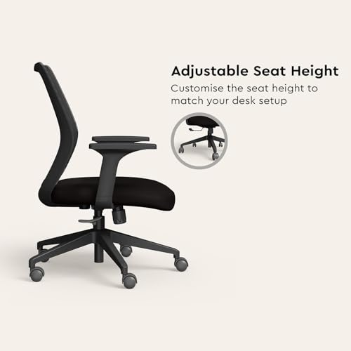 Image of Interio by Godrej Curv Premium Mesh Wide Back Ergonomic Chair for Work from Home /Study | 1 Year Warranty | Height Adjustable Chair | Heavy Duty PP Base | DIY Installation (Set of 2, Black)