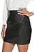 Fahsyee Women Leather Skirt, Black Faux Mini High Waist Plus Size Pencil Aline Bodycon Vegan Stretch Summer Spring Skirts XXL