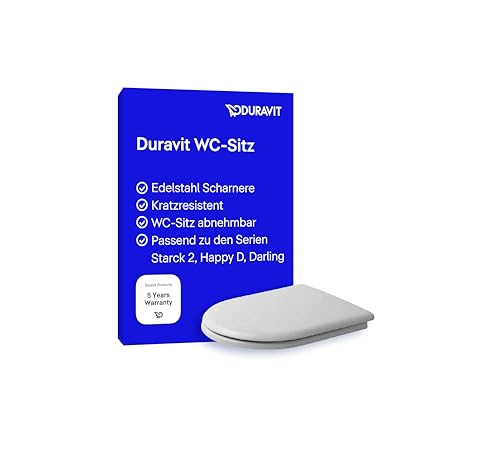 Duravit WC-Sitz passend zu Starck 2, Happy D. und Darling, Toilettendeckel aus Urea-Duroplast, Klodeckel mit Edelstahl Scharnieren, Weiß, 66910000