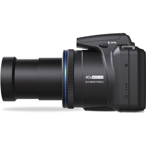 MINOLTA MN40Z 20 Mega Pixels 40x Optical Zoom Digital Camera with 1080p FHD Video, Black, Bundle with 64GB Memory Card + Vlog Tripod + 4xAA Battery with Charger + Accessories