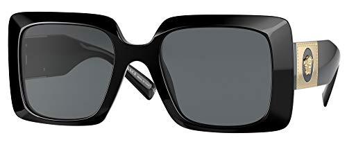 Versace Ve 4405 Gb1/87 Black Plastic Rectangle Sunglasses Grey Lens #TOP24