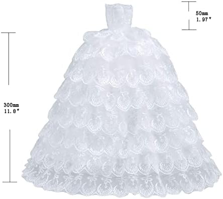 E-TING Princess Doll Wedding Gown Dress Lace Floral Dress Embroidery Doll Clothes, Evening Party Outfit Set with Veil for 11.5 inches tall Doll, Best Gift for your , (40534)