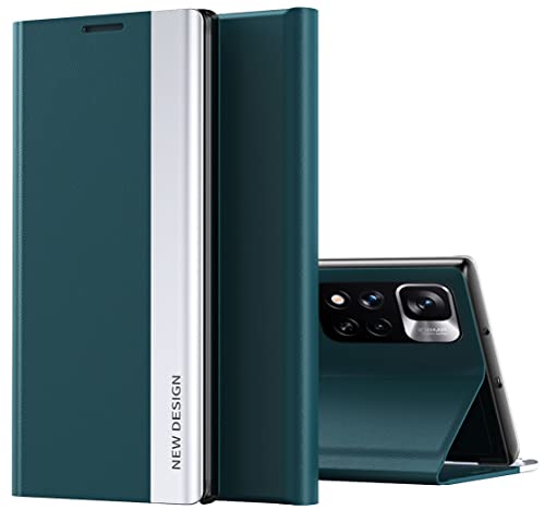 CCSmall Case for Xiaomi Redmi Note 11 4G Premium PU Leather Cover, [Shockproof TPU Interior Case] Stand Flip Phone Case for Xiaomi Redmi Note 11 4G/Redmi Note 11S CX Green