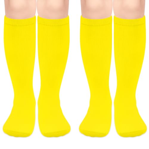 qikqik Yellow Soccer Socks Youth Boys Soccer Socks Kids Baseball Socks Girls Softball Socks for Girls Youth Yellow Spirit Wear