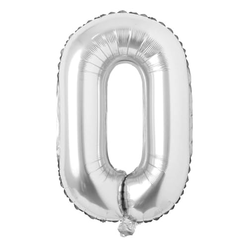 Image of 40 inch Letter Balloons Silver Alphabet Number Balloon Foil Mylar Party Wedding Bachelorette Birthday Bridal Shower Graduation Anniversary Celebration Decoration can fly with helium (number 0)