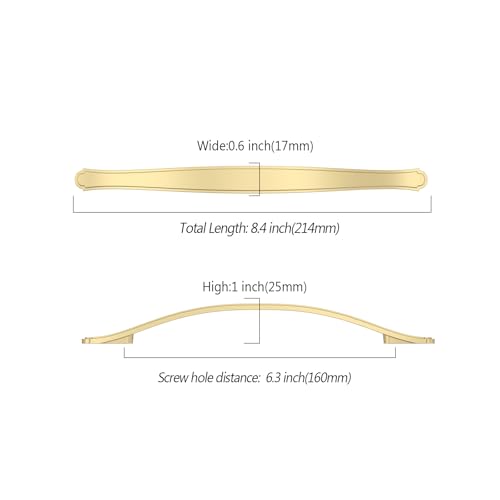 Image of Asidrama 10 Pack 6.3 Inch(160mm) Brushed Gold Kitchen Cabinet Handles Cabinet Pulls Kitchen Cabinet Hardware for Cupboard Drawer Pulls 2792