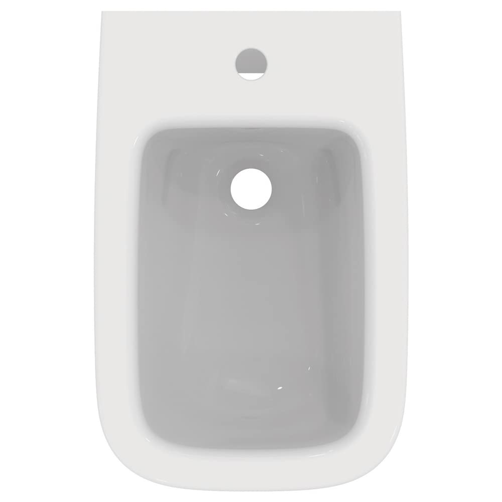 Ideal Standard - i.life B, Bidé de tierra cable de pared, Con orificio para grifería, Con agujero de desbordamiento, Blanco