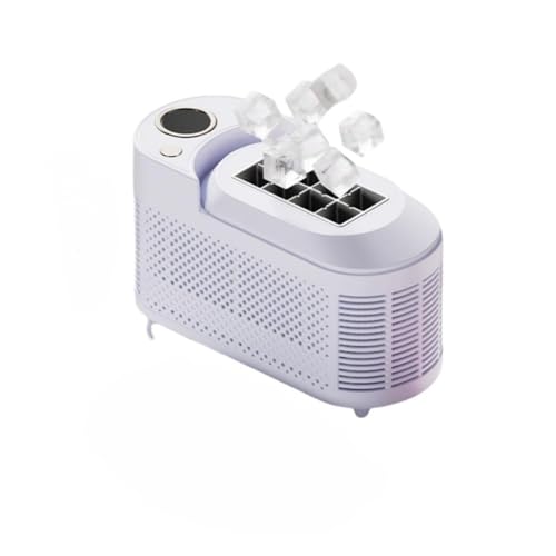 小型自動製氷機 卓上コンパクトタイプ 家庭用・業務用兼用 大容量水タンク ハンドル付き氷バスケット 透明窓 静音 取り扱い簡単 (標準電源12V,パープル)