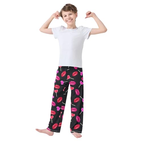 Boys' Pants Lips Heart Lollypop Candy Long Bottoms Jogger Pants Elastic Waist Trousers with Pockets S-XL2