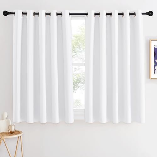 NICETOWN Room Darkening White Curtain for Bedroom - Window Treatment Thermal Curtain Grommet Light Blocking Sound Reducing Drape Privacy for Cafe/Kitchen (1 Panel, W66 x L54)
