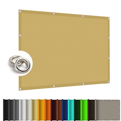 Voile d'ombrage 1.7 x 2.2 m polyester jaune sable avec corde de fixation 1.5M