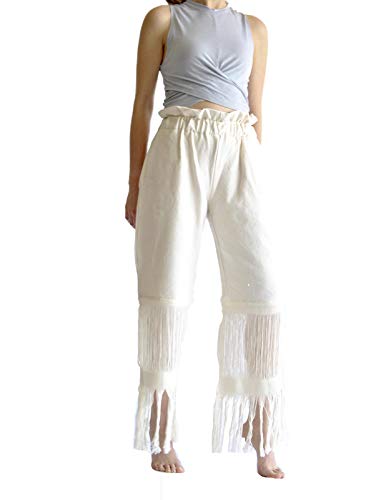 Aytana - Pantalon para mujer color crudo con detalle doble en la basta.  Doble aplicacion, hecho a mano en telar de pedal, 100% algodon :  Amazon.com.mx: Productos Handmade