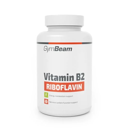 GymBeam Vitamin B2 (Kapseln) - 28 mg Riboflavin pro Tagesdosis, unterstützt Nervensystem, gesunde Haut, Sehkraft, Energiestoffwechsel und Rote Blutkörperchen, leicht Einzunehmen, vegan, 90 caps
