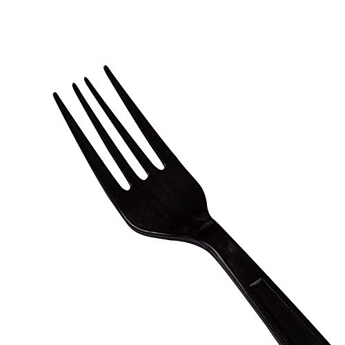 Karat U3530B 7" Poly-Wrapped Heavy-Weight Disposable Fork, Black (Pack Of 1000) #TOP1