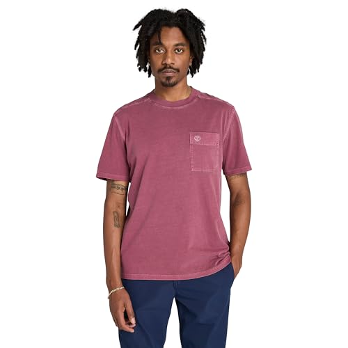 Timberland Men's Merrymack River Short Sleeve Chest Pocket T-Shirt, Burgundy, M
