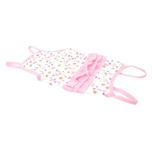 Kichvoe Falda Tirantes para Perros Medianos, Vestido de Algodón 100% para Mascotas, Ropa Rosa Estampado de Fresas, Falda Cachorro Talla L Adecuado para Verano y Actividades al Aire Libre