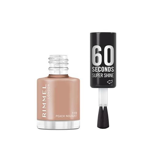 Rimmel 60 Seconds Super Shine Vernis à ongles, 110 Peach Nougat, Vernis à séchage rapide, Couleur vive, Longue tenue, 8 ml