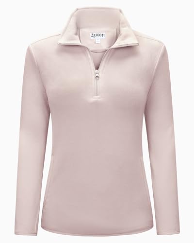 Image of 33,000ft Women's Half Zip Fleece Pullover Ladies Warm Fleece Jacket Soft Microfleece Ski Jackets Breathable Outerwear with A Big Pocket for Travelling Running Outdoor Sport Pink 12