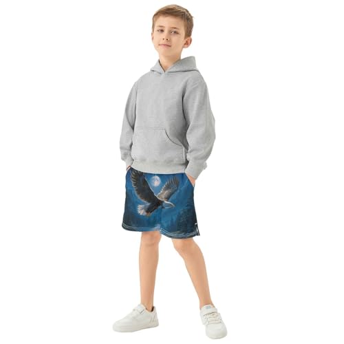 DOMIKING Moon Hawk Blue Kids Shorts Pull-on Boys Shorts with Elastic Waist Casual Athletic Pants for Playwear Summer 7