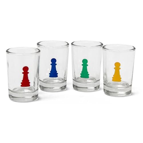Out of the Blue 79/3943 - Glas Trinkspiel Ludo, mit 16 Gläsern und 2 Würfeln, Spielfläche ca. 31 x 31 cm, im Geschenkkarton
