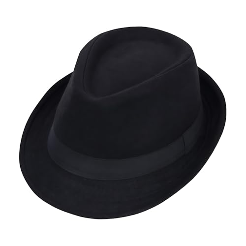 Sombrero de Fedora clásico Estructurado Estilo Manhattan para Hombre Estilo Trilby gángster Vintage Gorra de Fieltro para Vestido Diario Fiesta de Boda