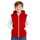 A2Z 4 Kids Hooded Gilet Jacket Fabric No Sleeve - Gilet Red 9-10