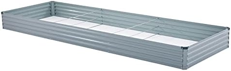 Meberam Metal Raised Garden Bed Kit 12x4x1ft Outdoor Bottomless Galvanized Elevated Plant Box for Vegetable Flower, Grey