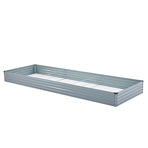 Meberam Metal Raised Garden Bed Kit 12X4X1Ft Outdoor Bottomless Galvanized Elevated Plant Box For Vegetable Flower, Grey #TOP2