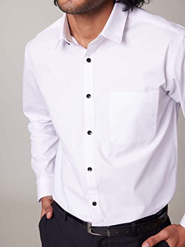 Image of KINGDOM OF WHITE Cotton Blend White Formal Shirt for Men I Breathable Absorbent Fabric I Regular Collar & Full Sleeve Shirt | Regular Fit Office Wear