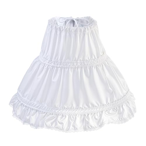 Girls Petticoat Underskirt with 2 Bones Hoops White Petticoat for Girls Full Slip Puffy Bustle Tutu Crinoline Skirk（Small, 2-3 Years）