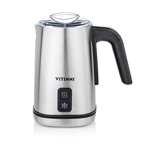 Vitinni Automatische Milchaufschäumer, Edelstahl, heiße und kalte Getränke, Heizfunktion, heiße Schokolade, 500 W, für Latte Macchiato, Cappuccino und Kakao, rostfreies Edelstahlgehäuse